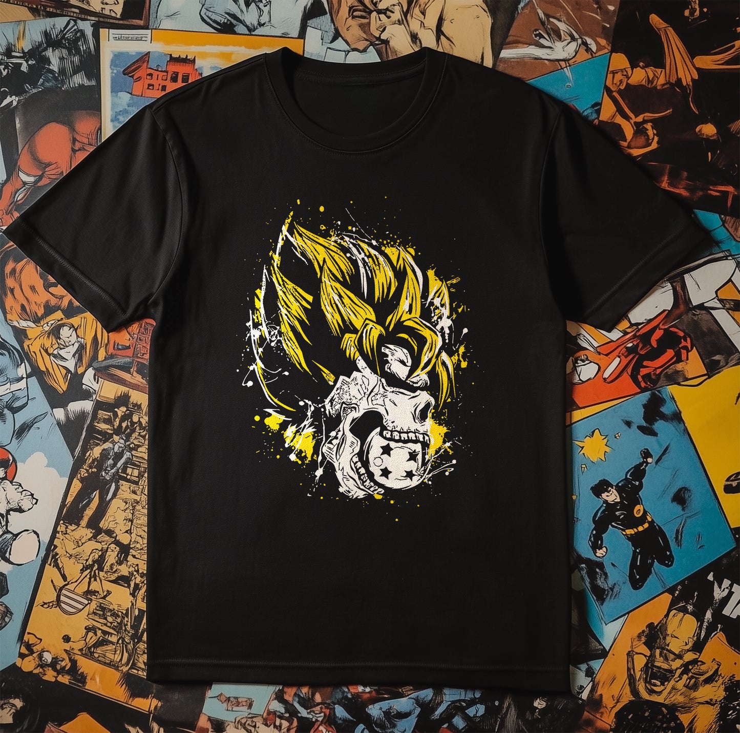 DBZ Goku Skull t-shirt - Unleash Your Inner Saiyan! Funny and Bold Design, 100% Cotton, Unisex Tee for Dragon Ball Fans!