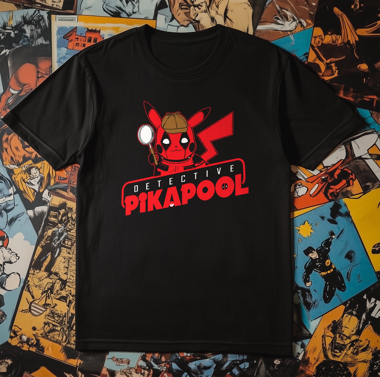 Detective Pikapool T-Shirt - Unleash the Humor! 100% Cotton, Funny Design, Unisex. Perfect for quirky crime-fighters! Who's the real detective?