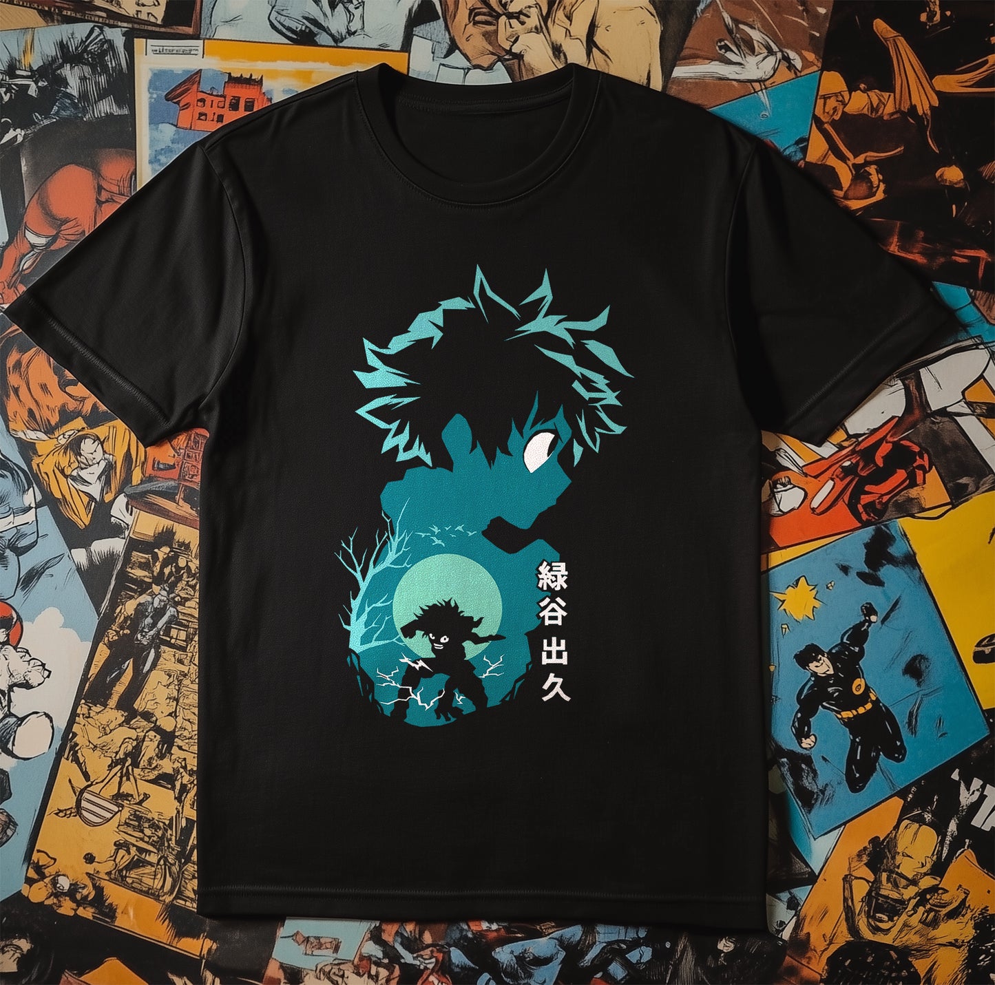 Deku Silhouette T-shirt - Unleash Your Inner Hero! Funny Design, 100% Cotton, Unisex Style. Perfect for aspiring heroes and anime fans!