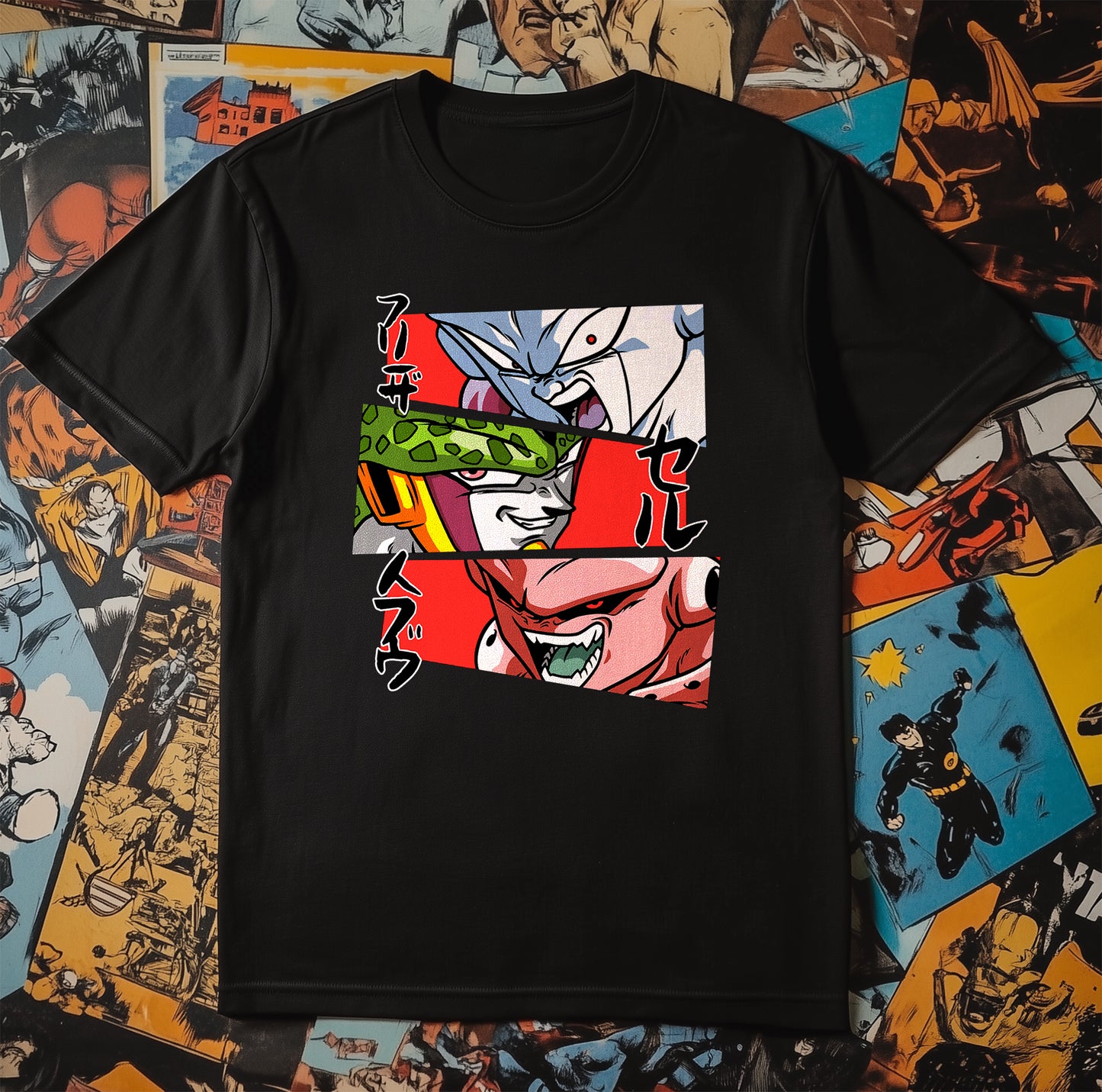 DBZ Villains Unite! - Hilarious White Shirt Print, Unisex Cotton Tee, Perfect for Comic Heroes and Shenanigan Lovers!