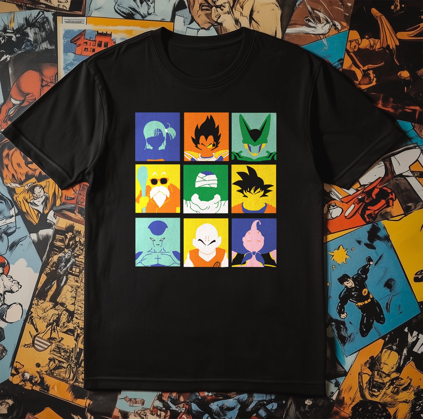 DBZ Pop Art T-Shirt - Unleash Your Inner Saiyan! Funny, Colorful Design, Unisex Cotton Tee for Dragon Ball Z Fans Who Love to Power Up!