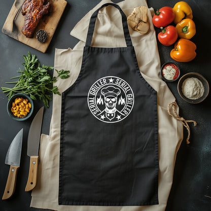 Serial Griller T-Shirt - Cook Like a Culinary Pirate! 100% Cotton, Unisex Design. Perfect for BBQ Masters with a dark sense of humor!