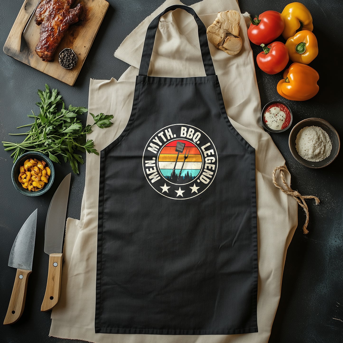 Man, Myth, Legend T-Shirt - Knife-Wielding Culinary Champion! Funny Unisex Design, 100% Cotton, Perfect for Kitchen Warriors and BBQ Heroes!