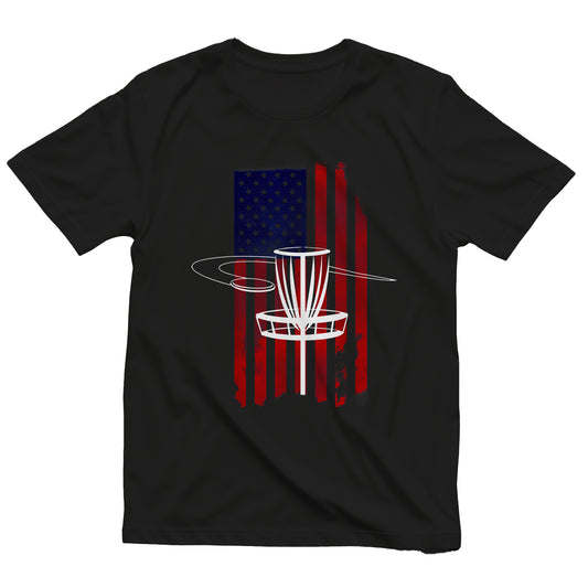 USA Flag Disc Golf T-Shirt Swing