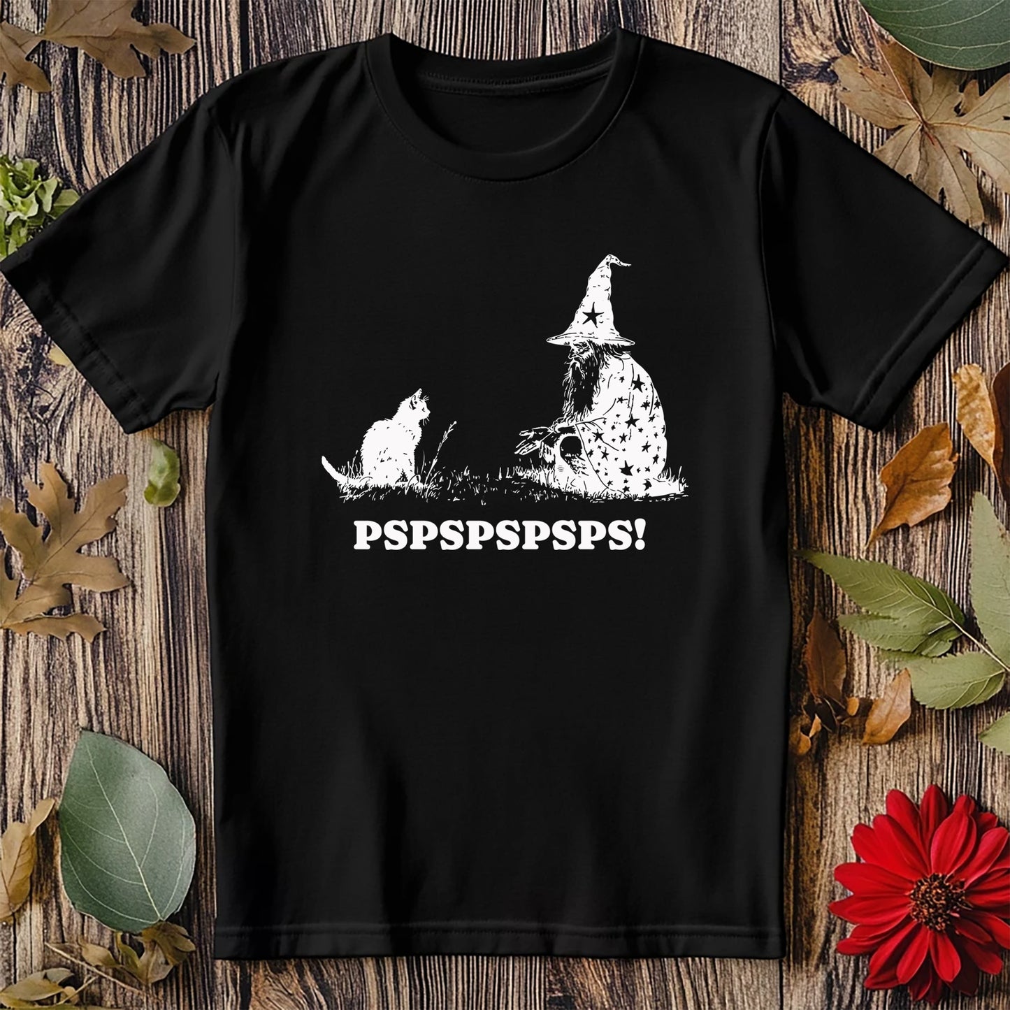 Wizard Pspspsp Cat & Witch T-Shirt