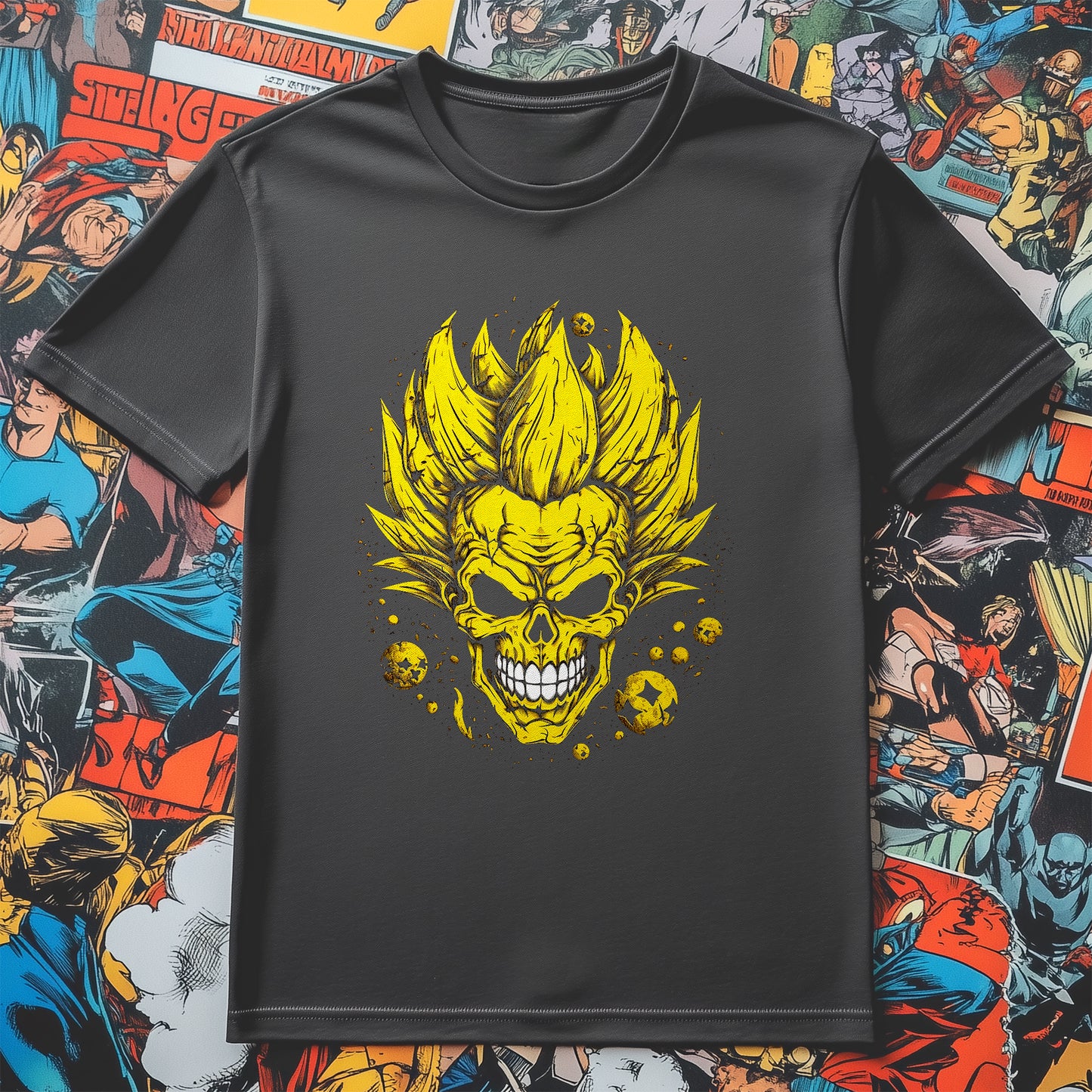 Over 9000 Skull T-Shirt - Funny Dragon Ball Z Design, Unisex Cotton Tee! Perfect for fans with a legendary sense of humor!