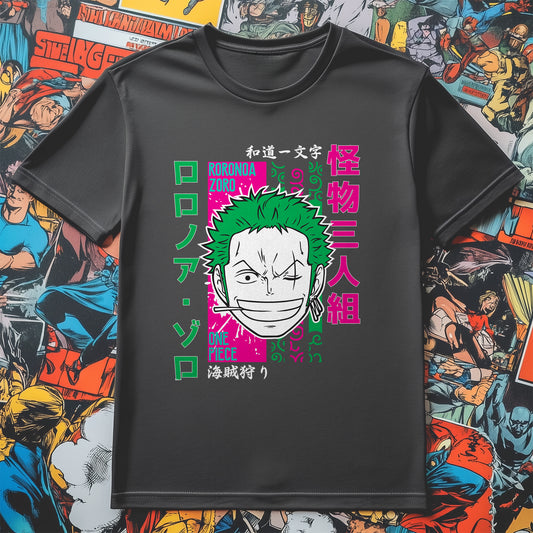 One-Piece-17 T-shirt – Funny Green Hair Adventures! Unisex Printed Design, 100% Cotton, Perfect for Pirates and Anime Fans! Ahoy, Matey!