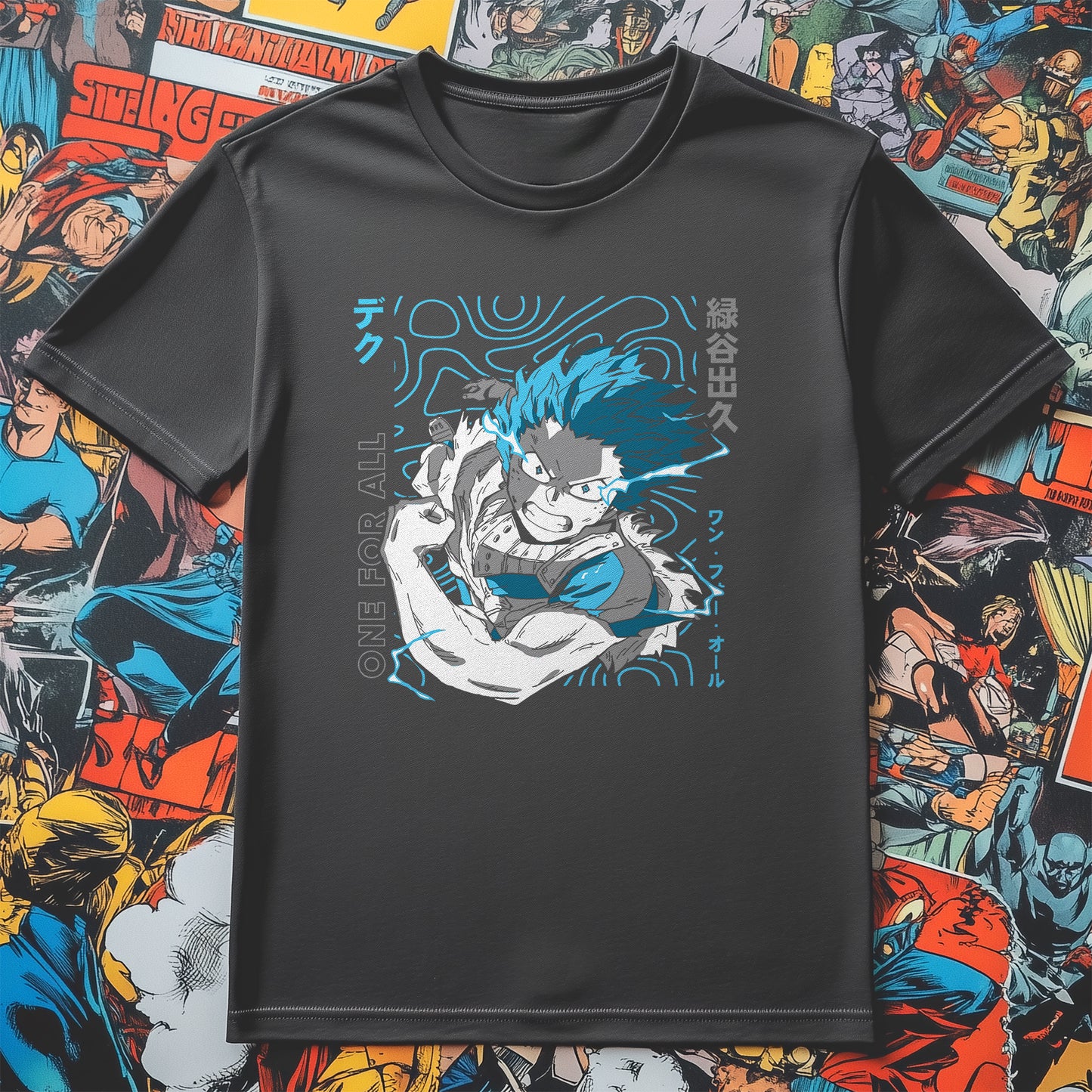 Deku One For All T-Shirt - Unleash Your Inner Hero! Funny Anime Design, 100% Cotton, Unisex. Perfect for aspiring All Might fans!