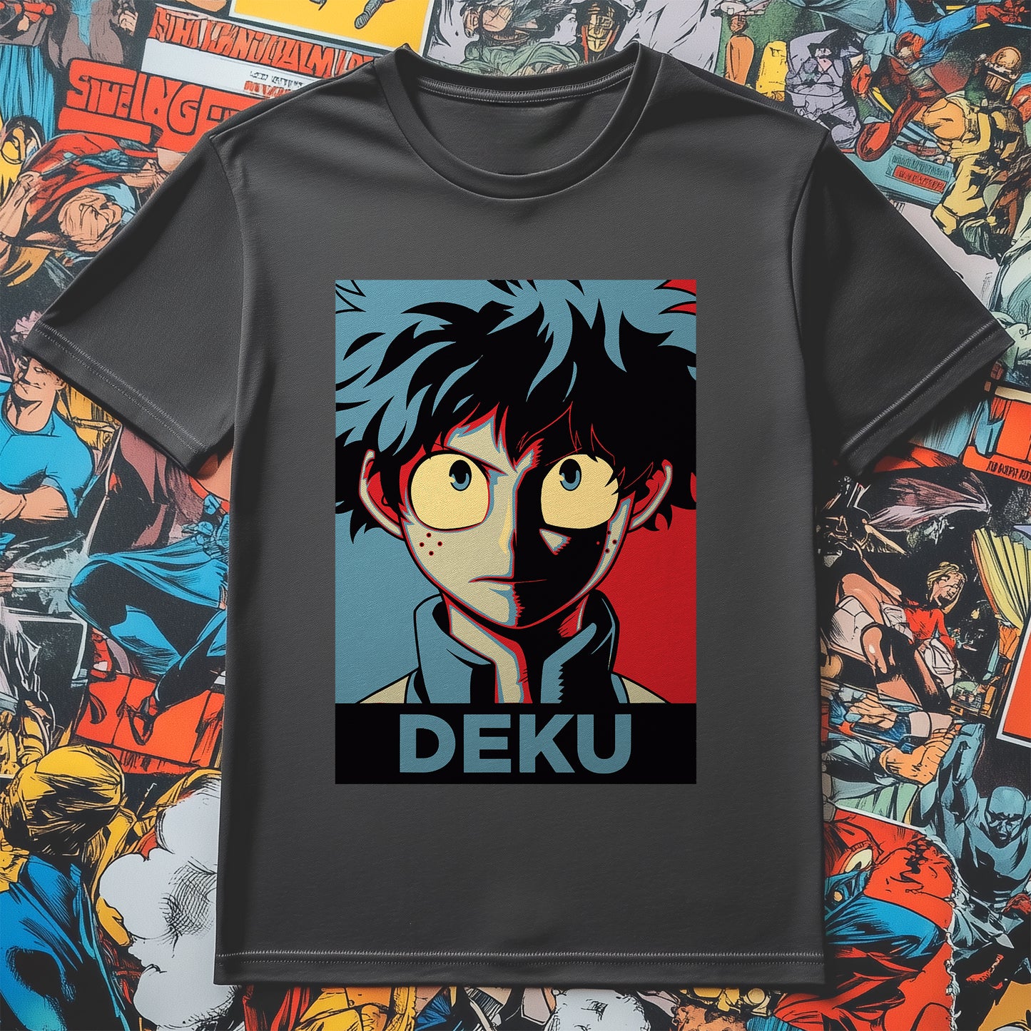 Deku Pop Art T-shirt - Quirky Hero Vibes! Unisex Funny Tee, 100% Cotton, Perfect for True Fans and Future Heroes! Plus Ultra!