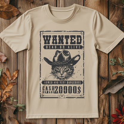 Wanted Cat Poster T-shirt