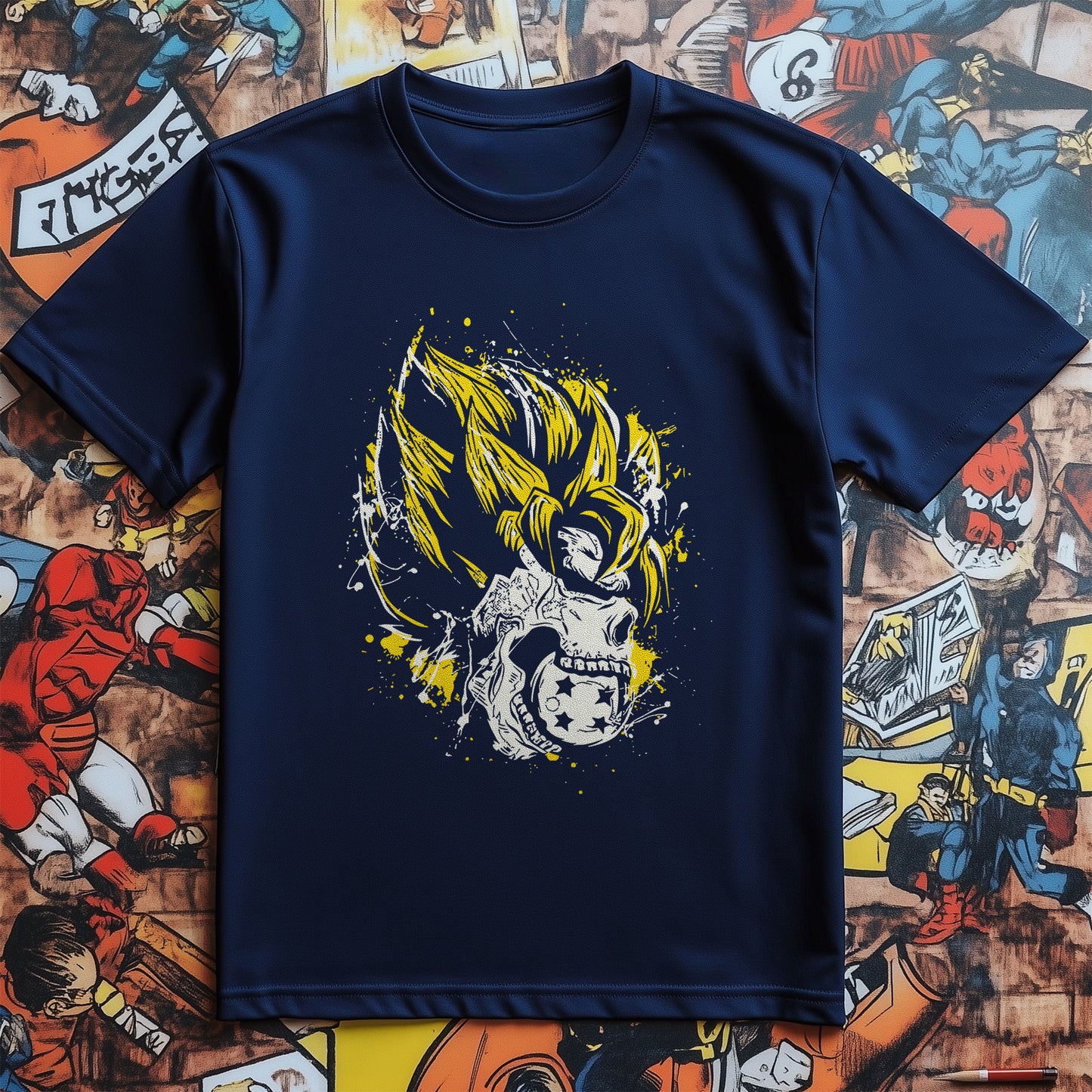 DBZ Goku Skull t-shirt - Unleash Your Inner Saiyan! Funny and Bold Design, 100% Cotton, Unisex Tee for Dragon Ball Fans!