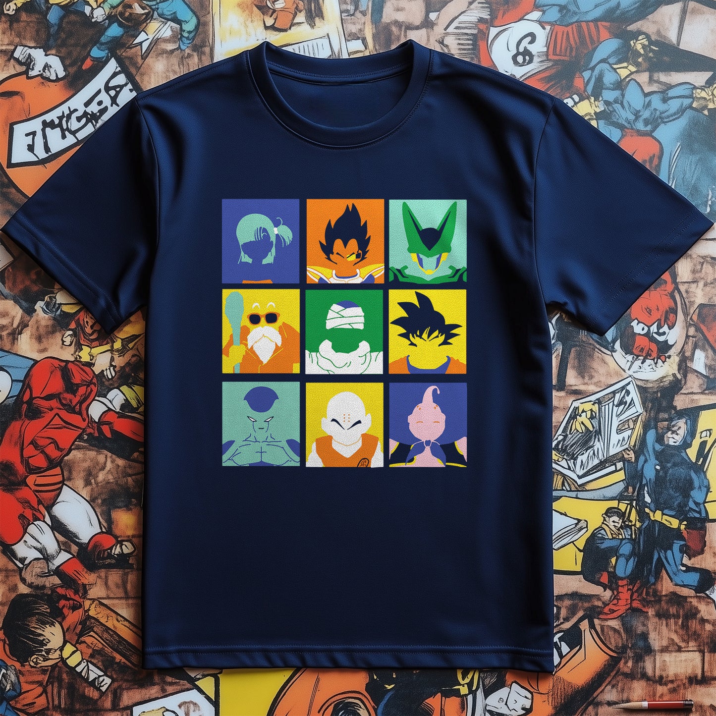 DBZ Pop Art T-Shirt - Unleash Your Inner Saiyan! Funny, Colorful Design, Unisex Cotton Tee for Dragon Ball Z Fans Who Love to Power Up!