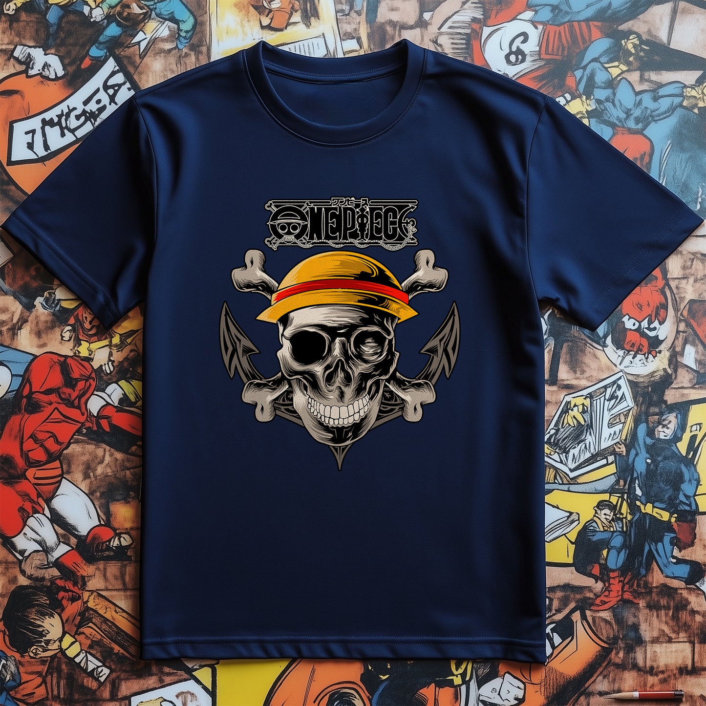 One Piece Pirate Skull t-shirt - Ahoy, Matey! Funny and Bold! Unisex Printed Design for pirate enthusiasts. Perfect for treasure hunts!