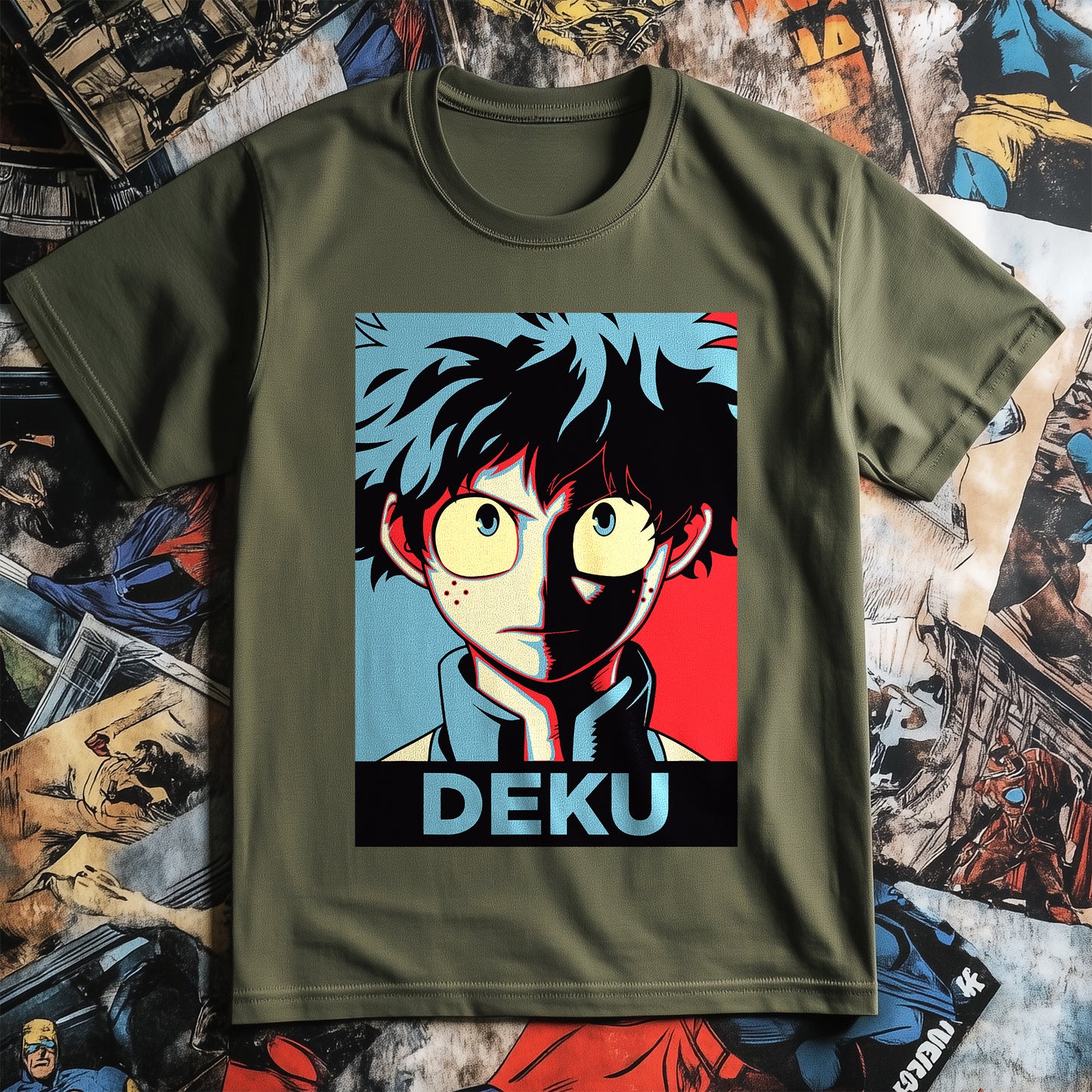 Deku Pop Art T-shirt - Quirky Hero Vibes! Unisex Funny Tee, 100% Cotton, Perfect for True Fans and Future Heroes! Plus Ultra!