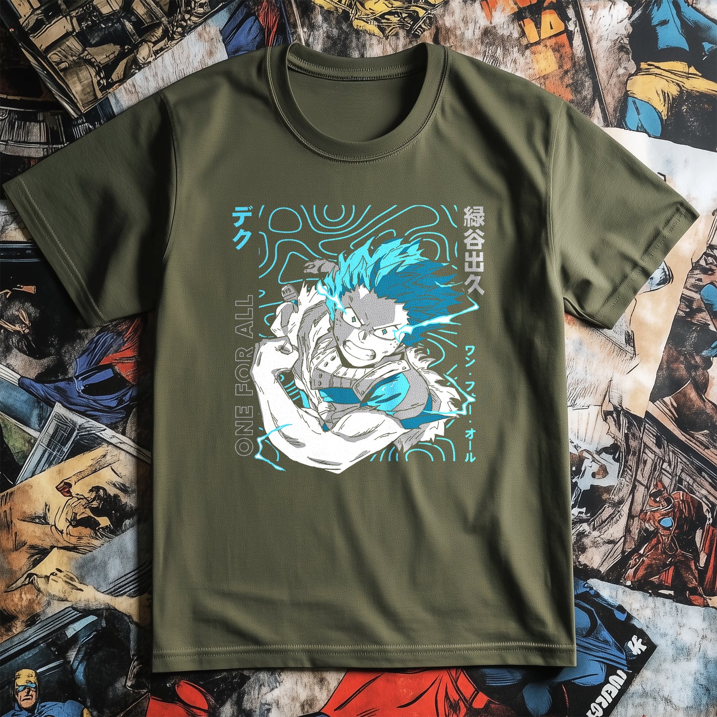 Deku One For All T-Shirt - Unleash Your Inner Hero! Funny Anime Design, 100% Cotton, Unisex. Perfect for aspiring All Might fans!