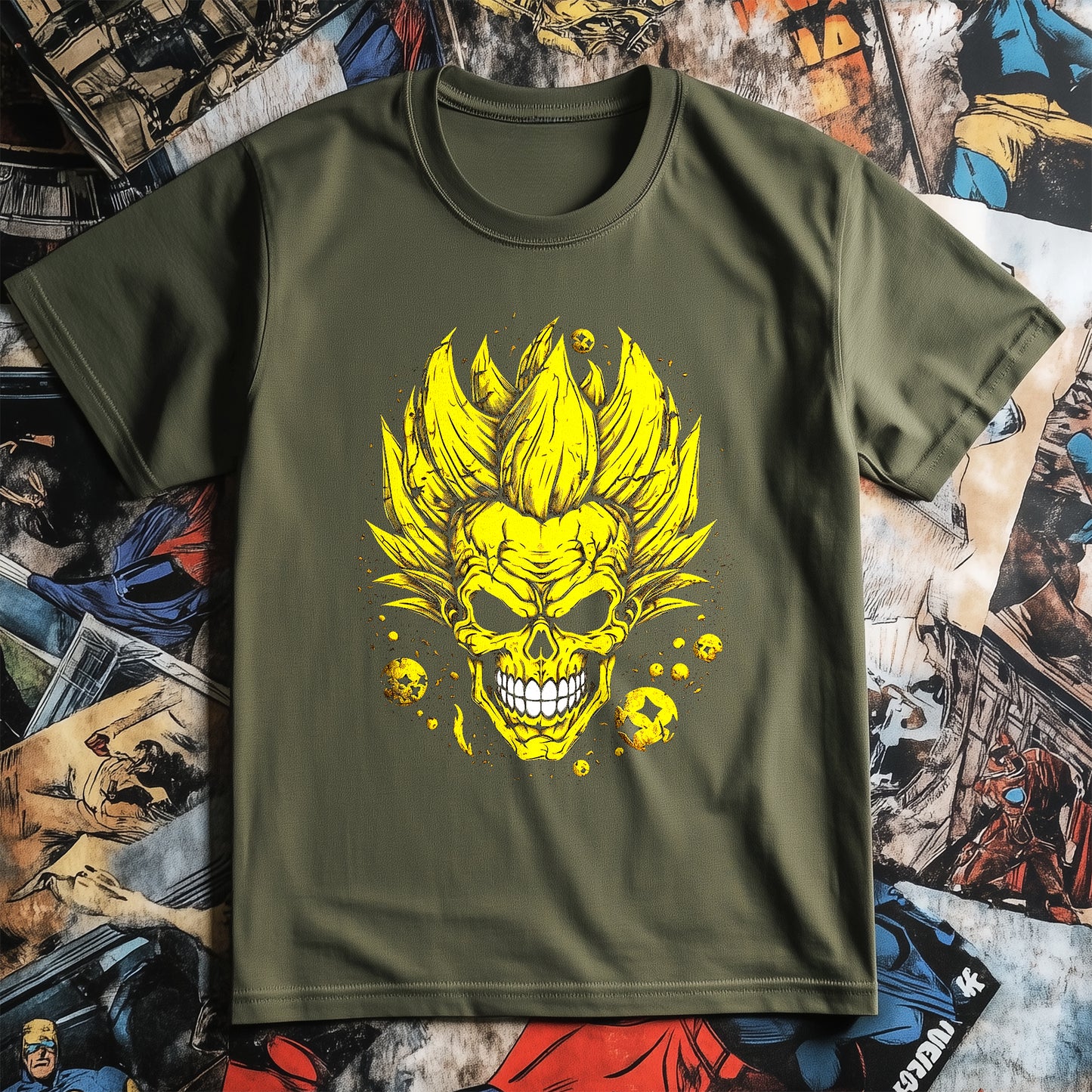 Over 9000 Skull T-Shirt - Funny Dragon Ball Z Design, Unisex Cotton Tee! Perfect for fans with a legendary sense of humor!