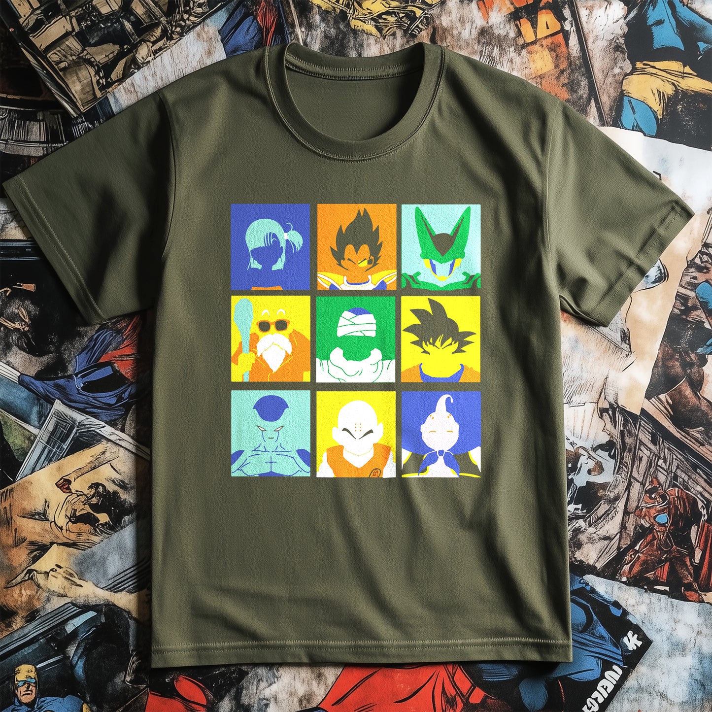 DBZ Pop Art T-Shirt - Unleash Your Inner Saiyan! Funny, Colorful Design, Unisex Cotton Tee for Dragon Ball Z Fans Who Love to Power Up!