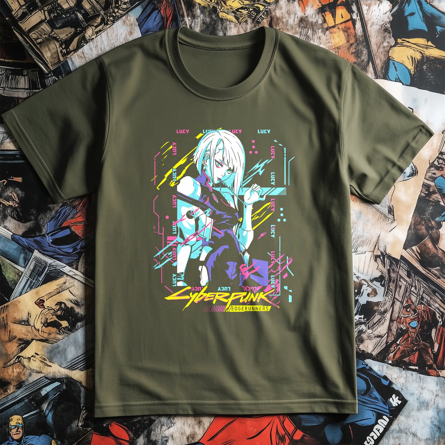 CyberPunk Edgerunners Lucy T-Shirt - Embrace Your Inner Anime Warrior! 100% Cotton, Unisex Design for Ultimate Coolness in the Neon Future!