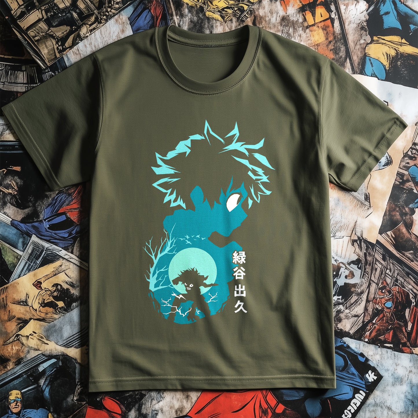 Deku Silhouette T-shirt - Unleash Your Inner Hero! Funny Design, 100% Cotton, Unisex Style. Perfect for aspiring heroes and anime fans!