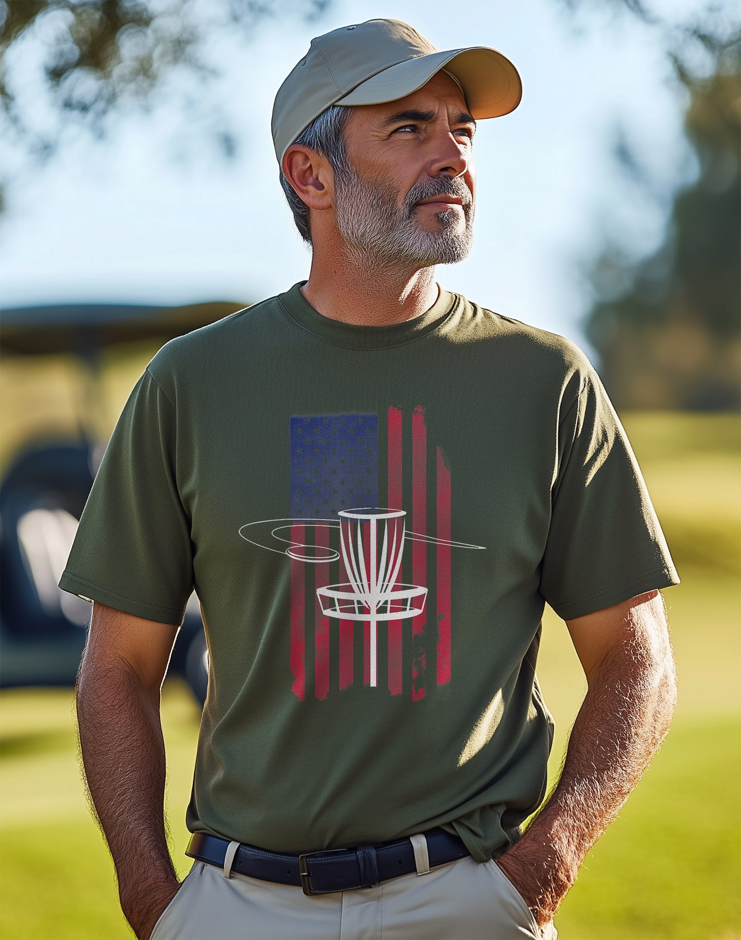 USA Flag Disc Golf T-Shirt Swing